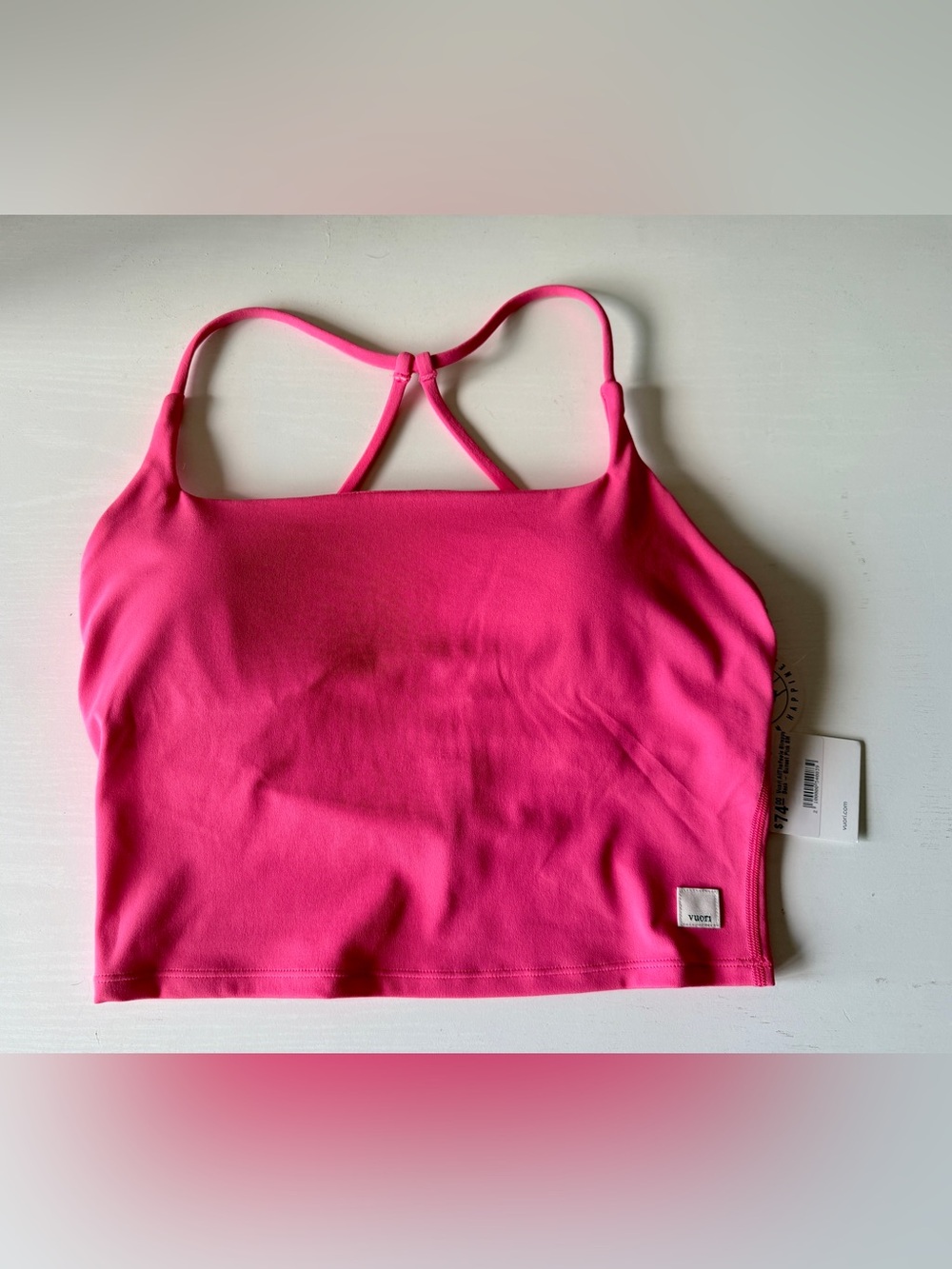 Vuori Hot Pink Strappy Crop Tank
